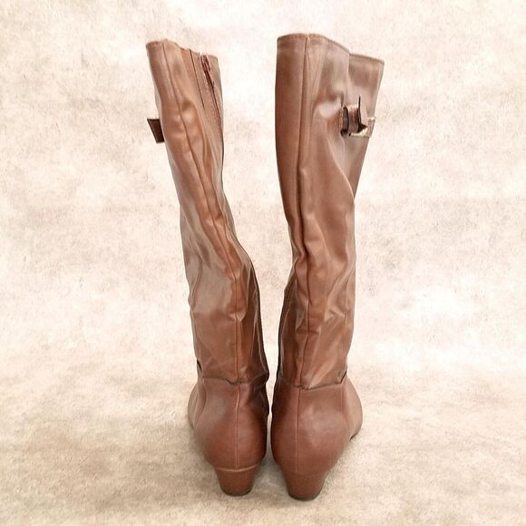 Style & Co. Womens Rainne Size 9 Tan Low Wedge Knee High Riding Boots - Picture 6 of 12